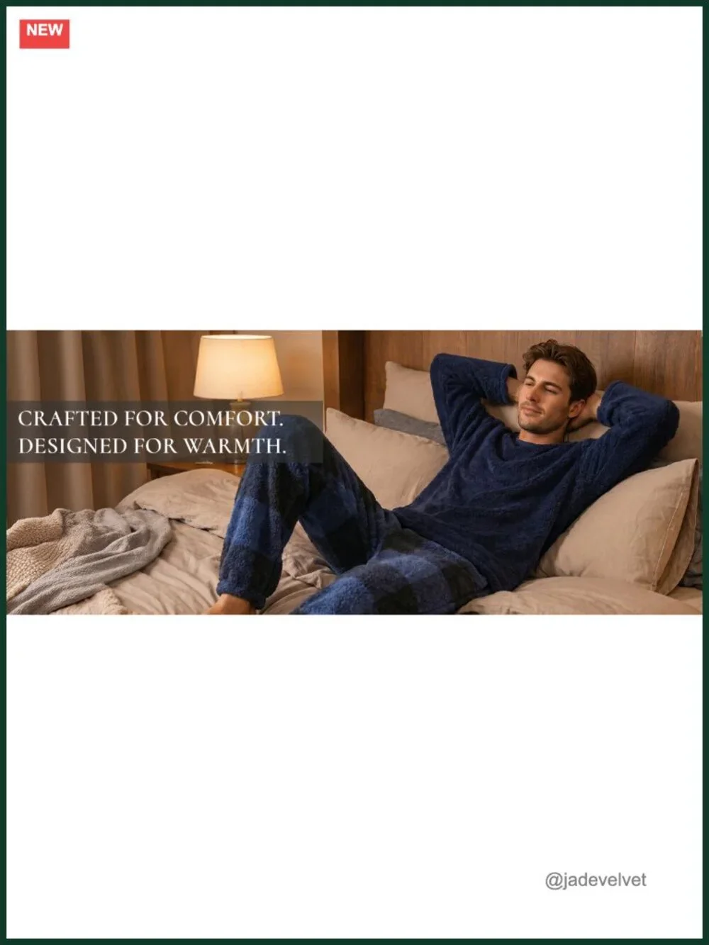 Men's Fleece Pajama Set Long Sleeve Plush Warm Loungewear with Pockets